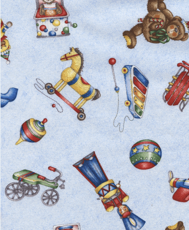 Holiday Express Toys Tossed on Blue